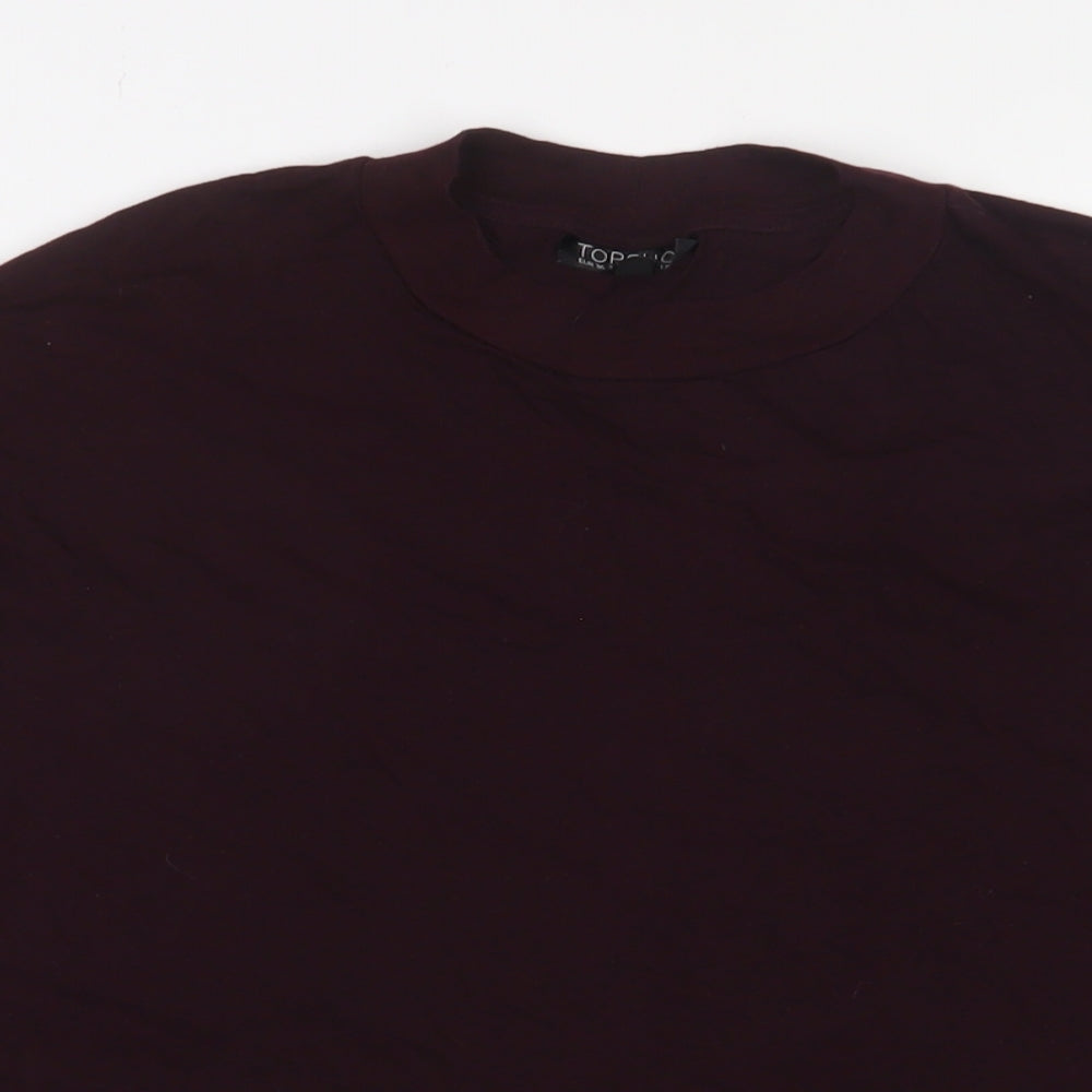 Topshop Womens Purple Cotton Cropped T-Shirt Size S Round Neck - S/M