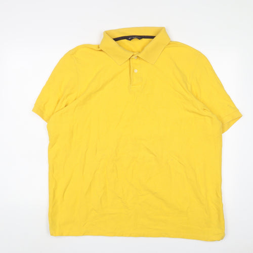 Blue Harbour Mens Yellow Cotton Polo Size 2XL Collared Button