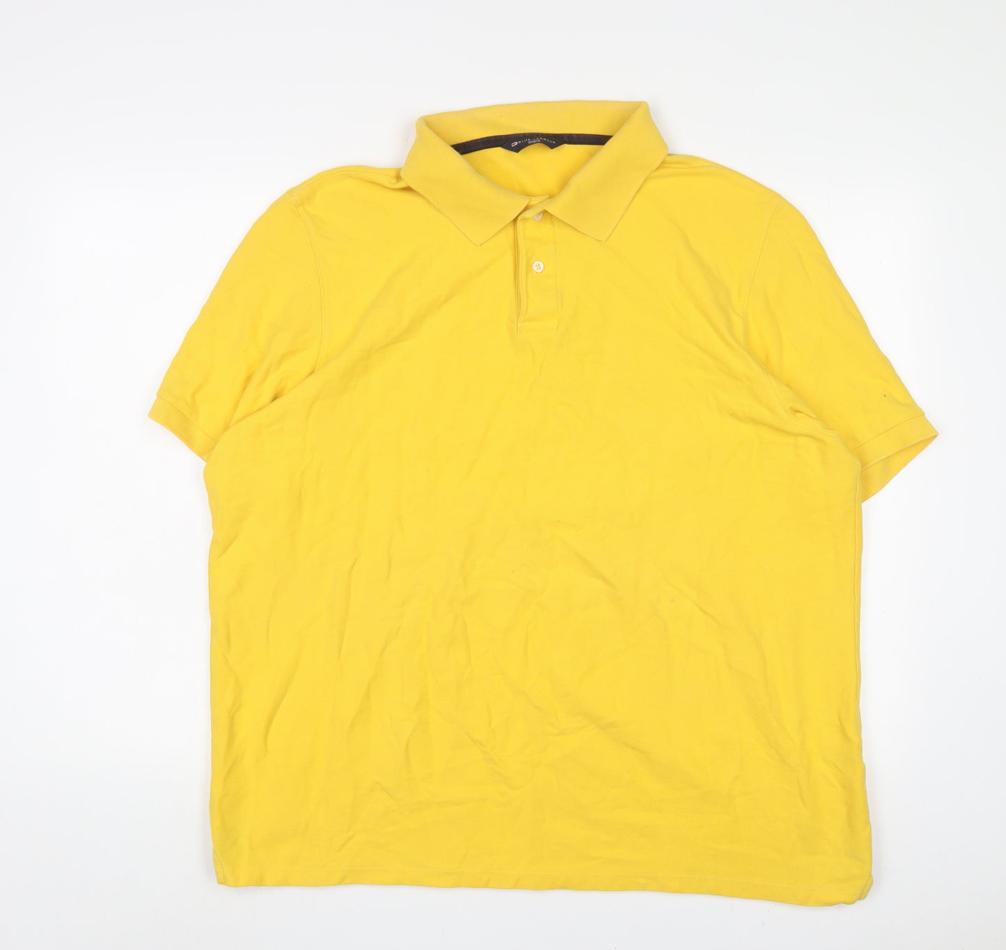 Blue Harbour Mens Yellow Cotton Polo Size 2XL Collared Button