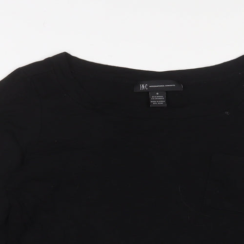 I.N.C Womens Black Modal Basic T-Shirt Size M Boat Neck