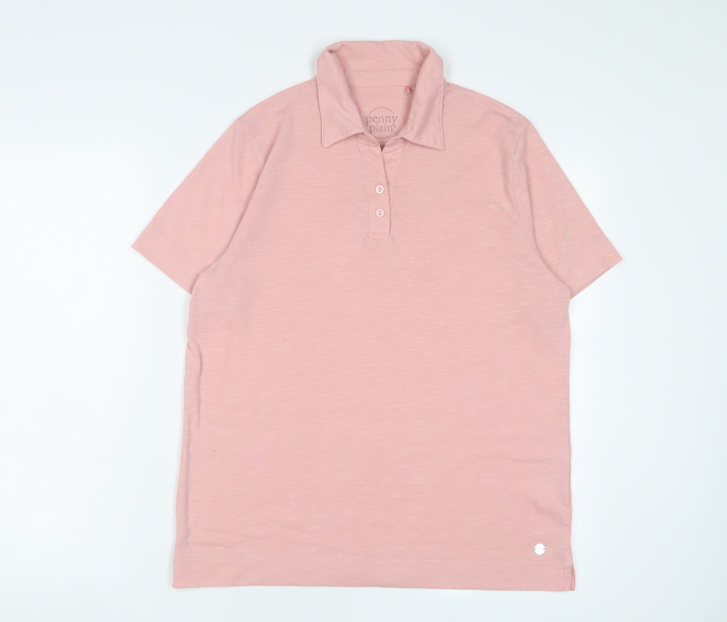 PENNY PLAIN Womens Pink Polyester Basic Polo Size 14 Collared