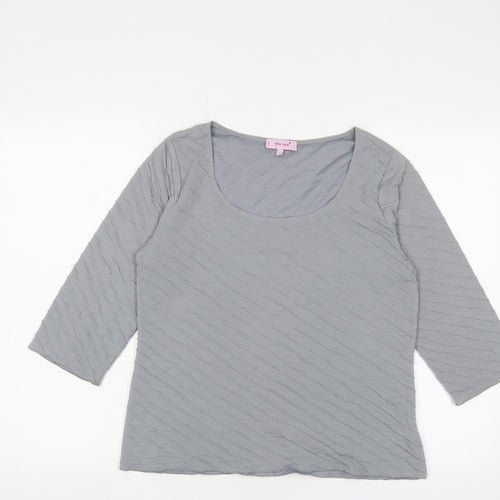 Per Una Womens Grey Polyester Basic T-Shirt Size 14 Scoop Neck