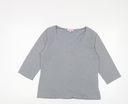 Per Una Womens Grey Polyester Basic T-Shirt Size 14 Scoop Neck