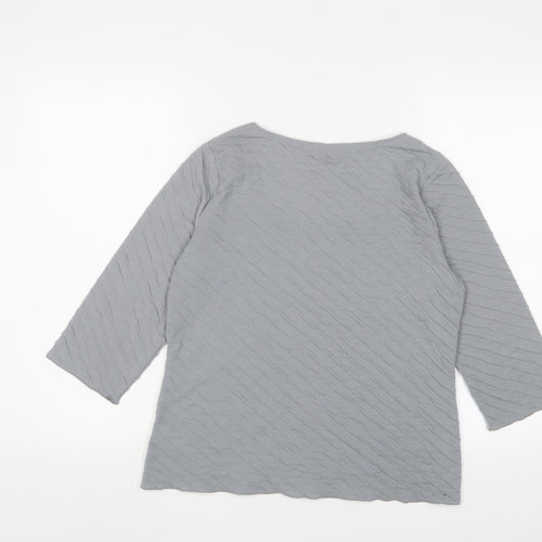 Per Una Womens Grey Polyester Basic T-Shirt Size 14 Scoop Neck