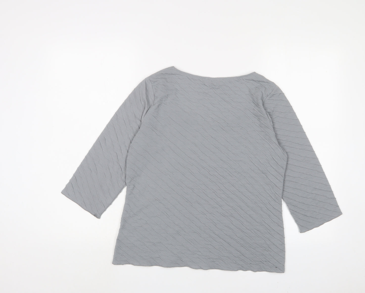 Per Una Womens Grey Polyester Basic T-Shirt Size 14 Scoop Neck