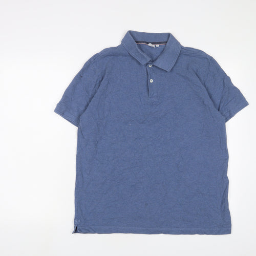 John Lewis Mens Blue Cotton Polo Size XL Collared Button