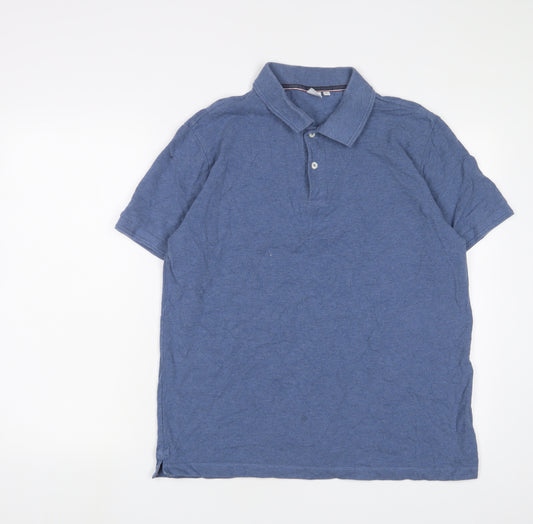 John Lewis Mens Blue Cotton Polo Size XL Collared Button