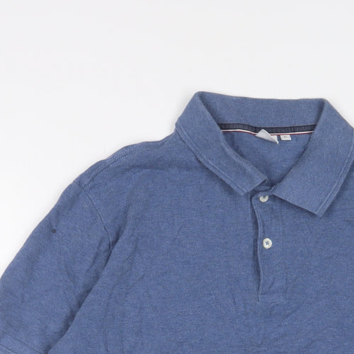 John Lewis Mens Blue Cotton Polo Size XL Collared Button