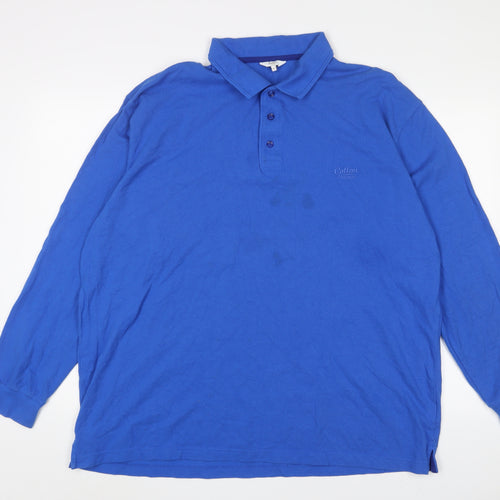 Cotton Traders Mens Blue Cotton Polo Size 2XL Collared Button - Logo, Embroidered