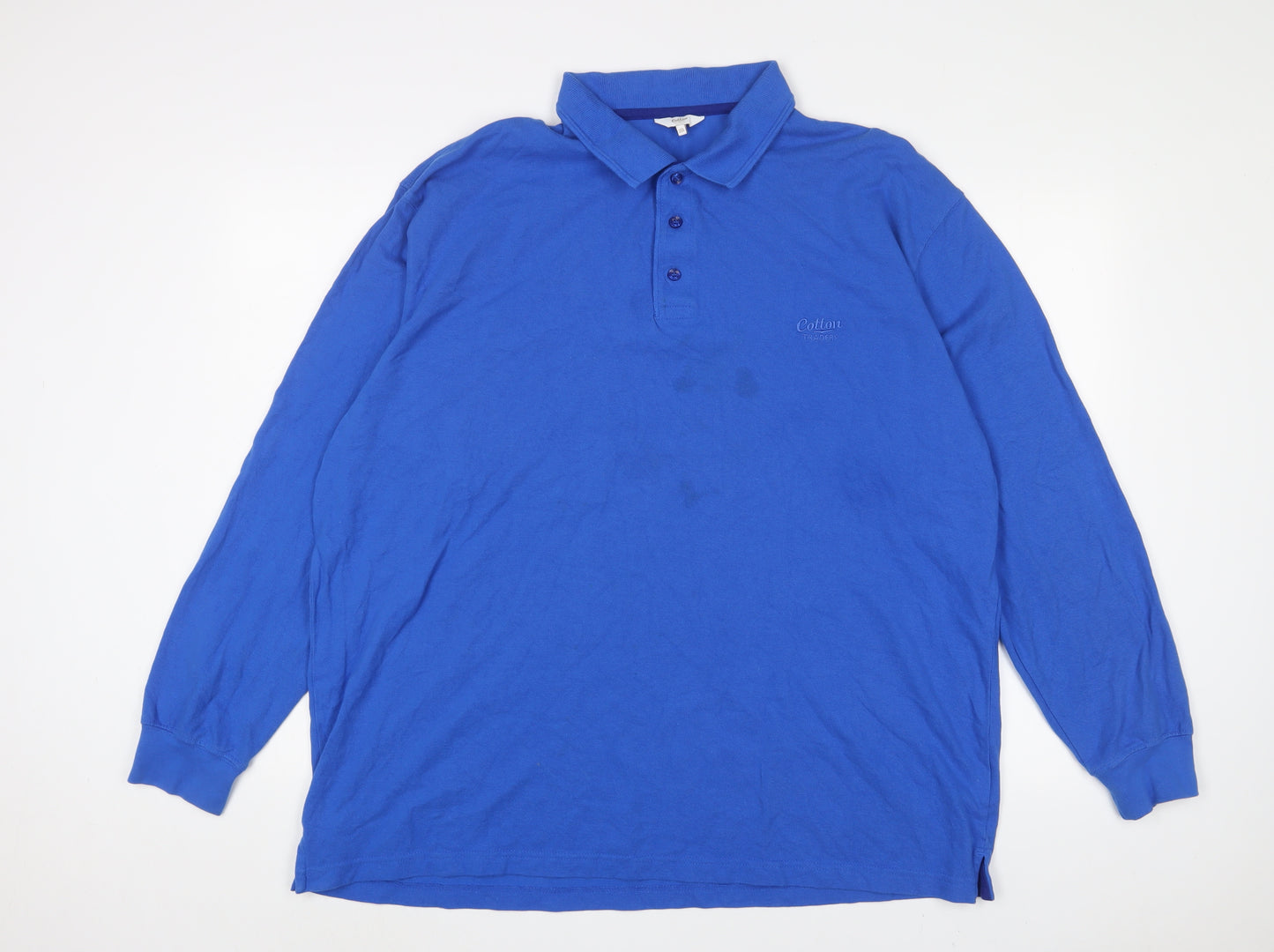 Cotton Traders Mens Blue Cotton Polo Size 2XL Collared Button - Logo, Embroidered