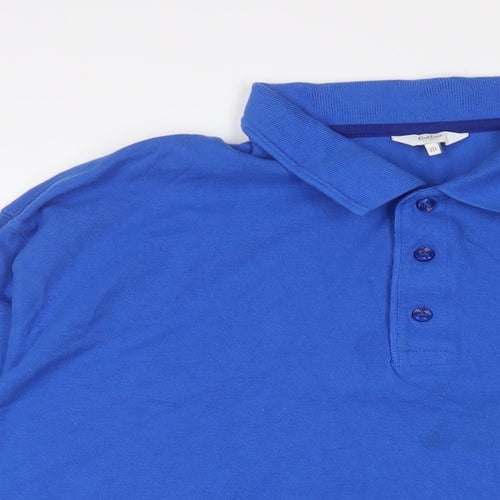 Cotton Traders Mens Blue Cotton Polo Size 2XL Collared Button - Logo, Embroidered