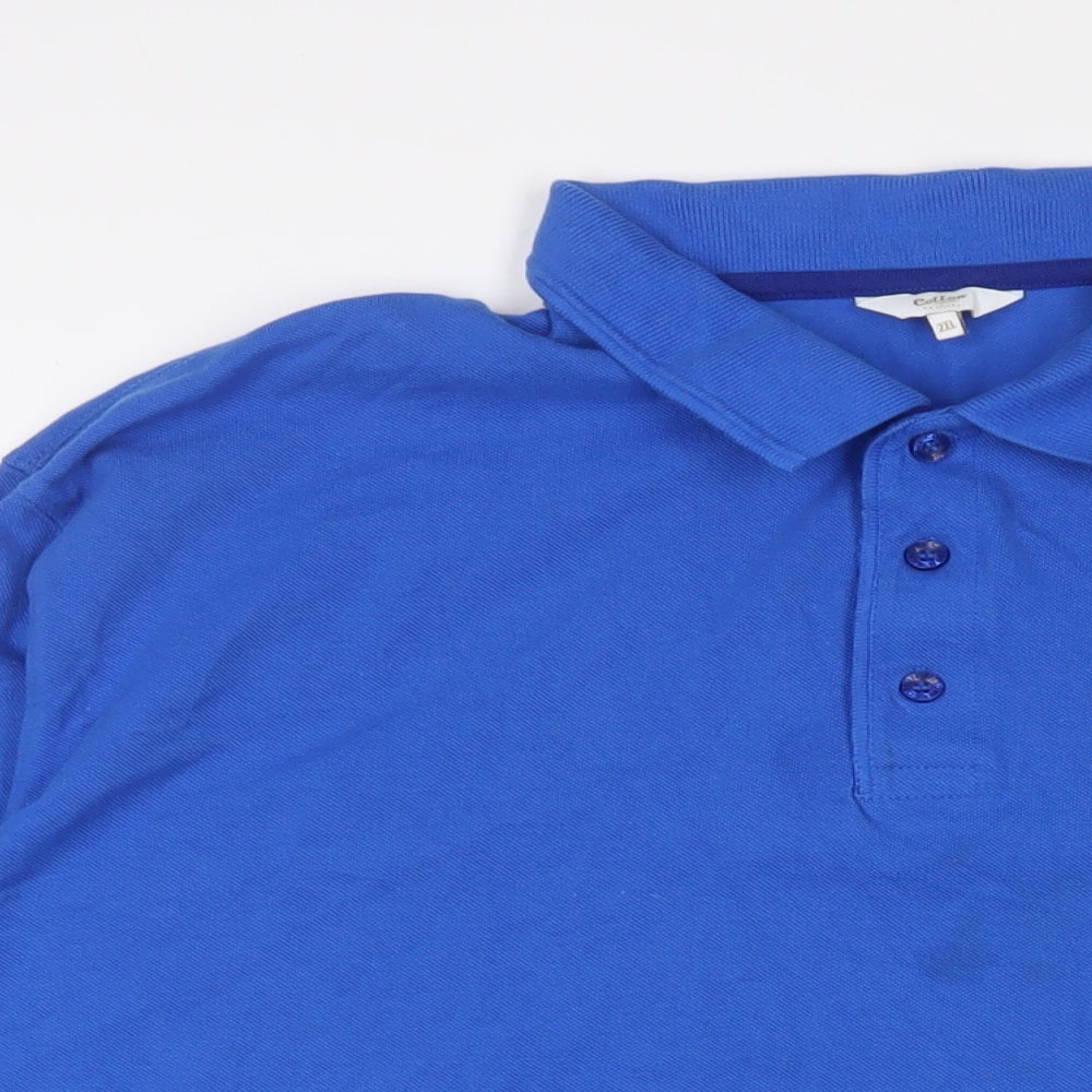 Cotton Traders Mens Blue Cotton Polo Size 2XL Collared Button - Logo, Embroidered