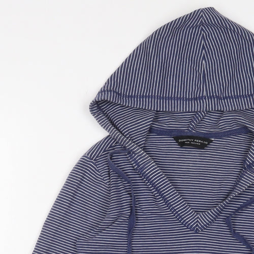 Dorothy Perkins Womens Blue Striped Cotton Pullover Hoodie Size 10 Pullover