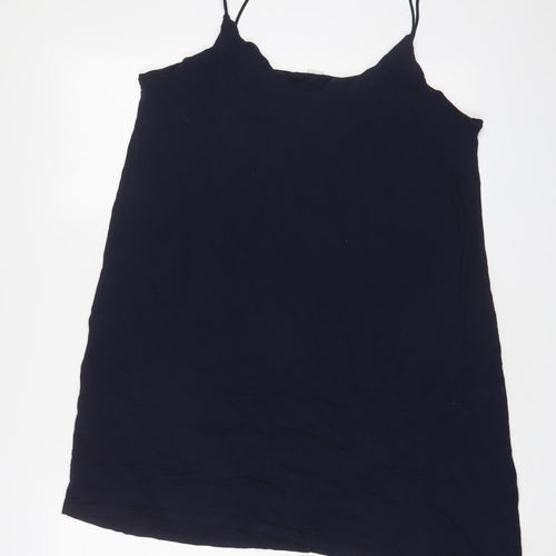 H&M Womens Blue Viscose Tunic Tank Size L Scoop Neck