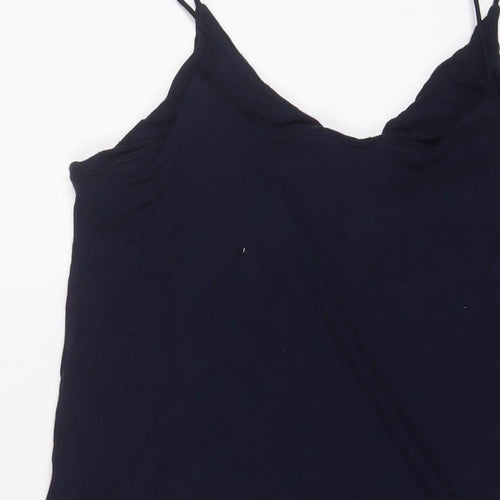 H&M Womens Blue Viscose Tunic Tank Size L Scoop Neck