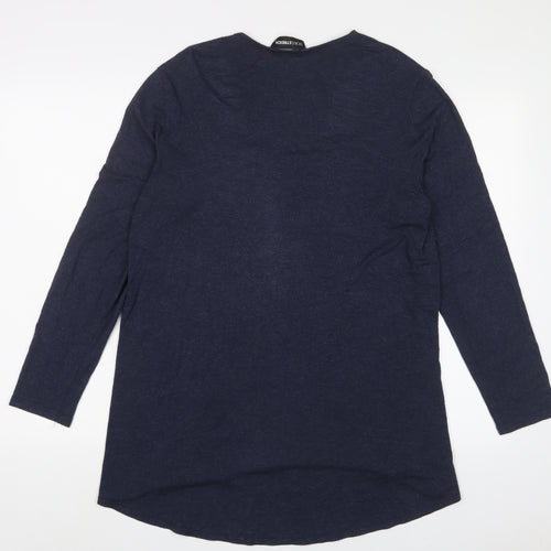 Doris Streich. Womens Blue Viscose Tunic T-Shirt Size 12 Crew Neck - Zips