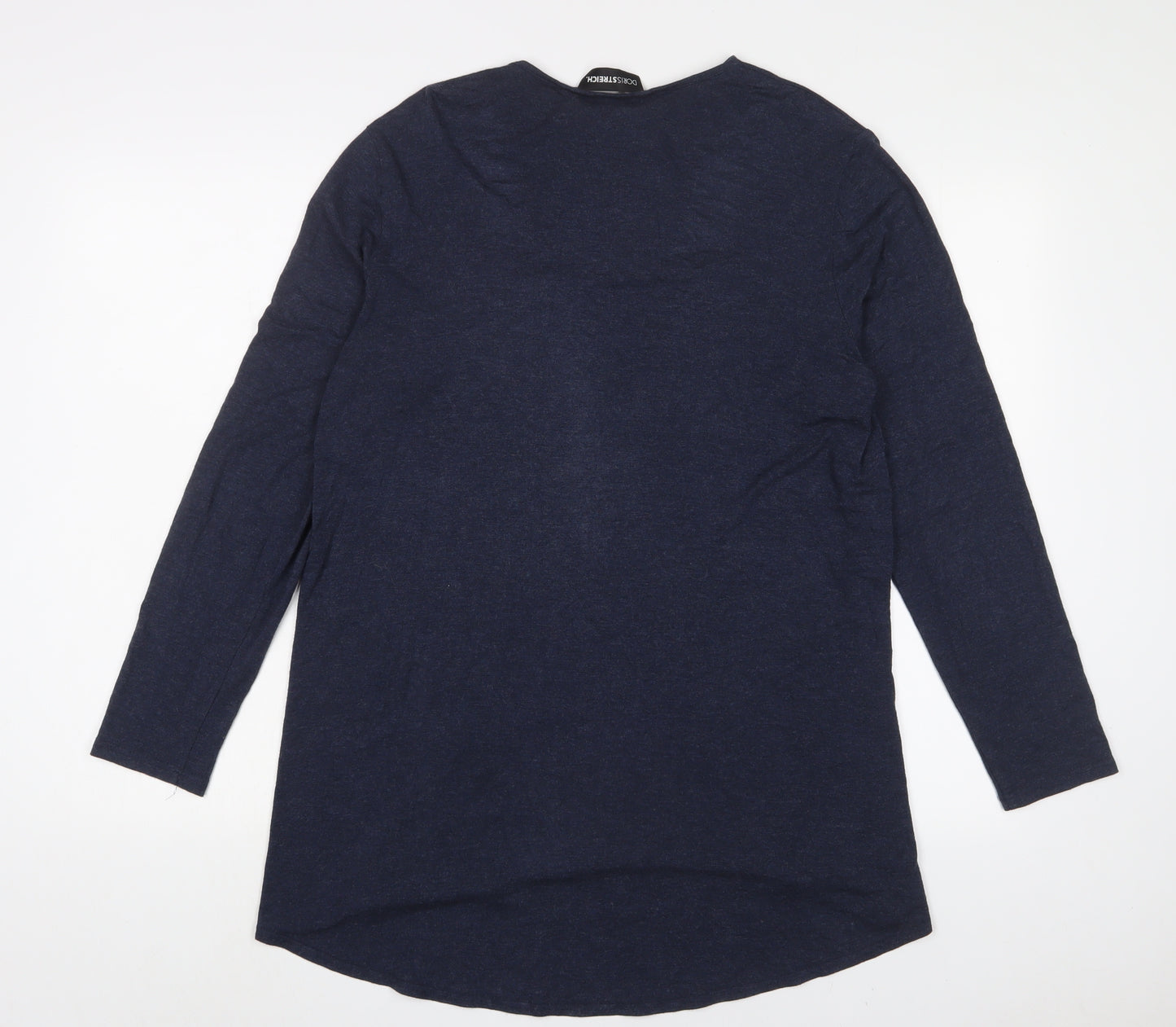 Doris Streich. Womens Blue Viscose Tunic T-Shirt Size 12 Crew Neck - Zips