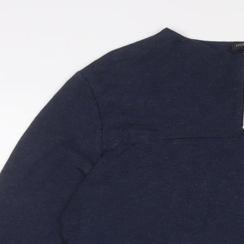 Doris Streich. Womens Blue Viscose Tunic T-Shirt Size 12 Crew Neck - Zips