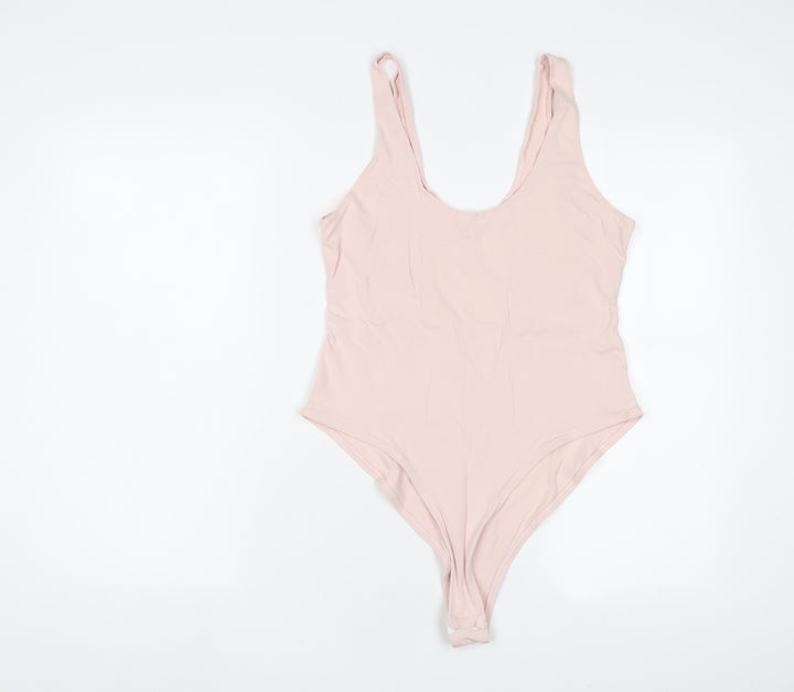 Miss Selfridge Womens Pink Cotton Bodysuit One-Piece Size 16 Snap