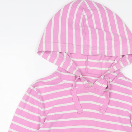 New Look Womens Pink Striped Cotton Pullover Hoodie Size 10 Pullover