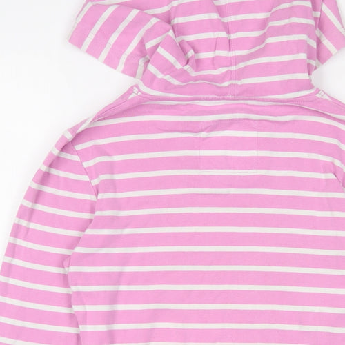 New Look Womens Pink Striped Cotton Pullover Hoodie Size 10 Pullover