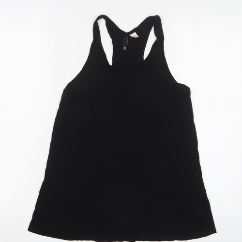 H&M Womens Black Viscose Basic Tank Size 8 Scoop Neck