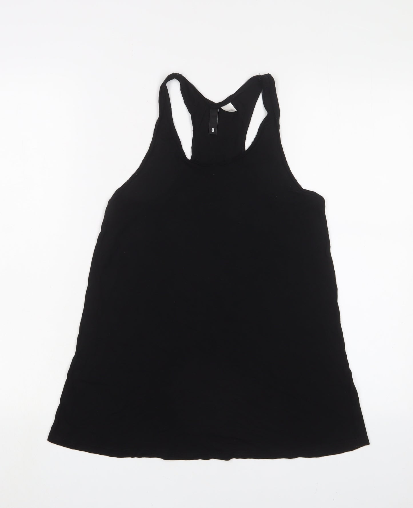 H&M Womens Black Viscose Basic Tank Size 8 Scoop Neck