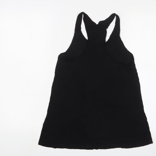 H&M Womens Black Viscose Basic Tank Size 8 Scoop Neck