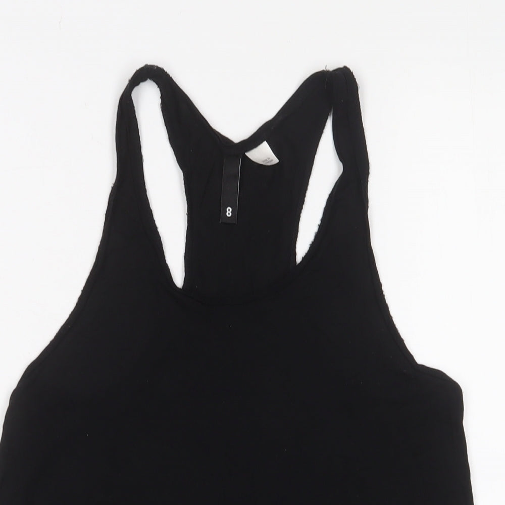 H&M Womens Black Viscose Basic Tank Size 8 Scoop Neck