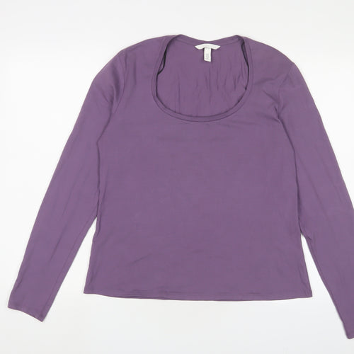 H&M Womens Purple Cotton Basic T-Shirt Size XL Crew Neck