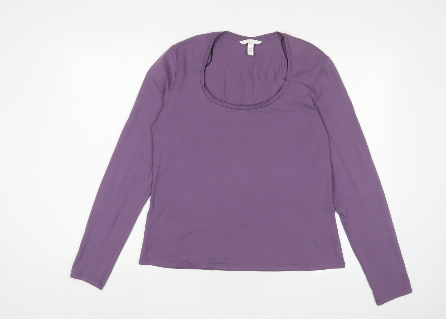 H&M Womens Purple Cotton Basic T-Shirt Size XL Crew Neck