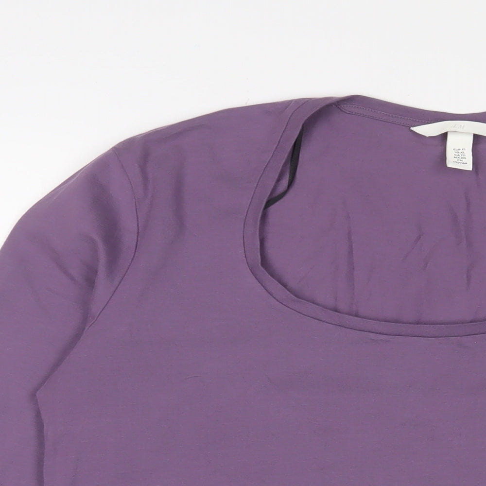 H&M Womens Purple Cotton Basic T-Shirt Size XL Crew Neck