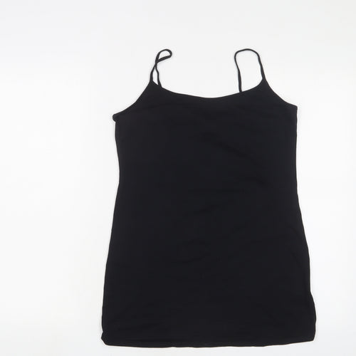 Marks and Spencer Womens Black Cotton Camisole Tank Size 14 Scoop Neck