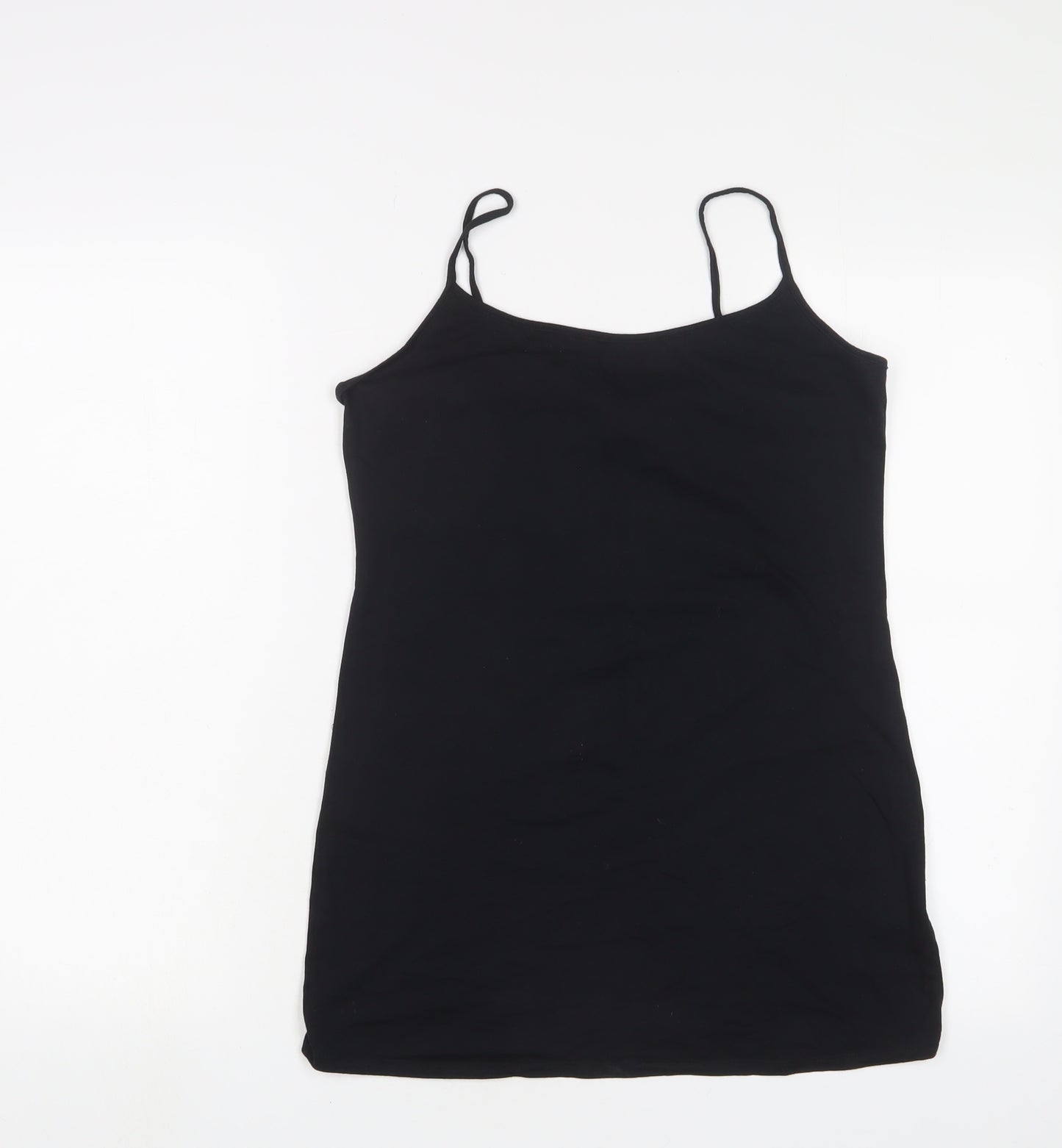 Marks and Spencer Womens Black Cotton Camisole Tank Size 14 Scoop Neck