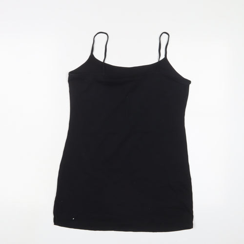 Marks and Spencer Womens Black Cotton Camisole Tank Size 14 Scoop Neck