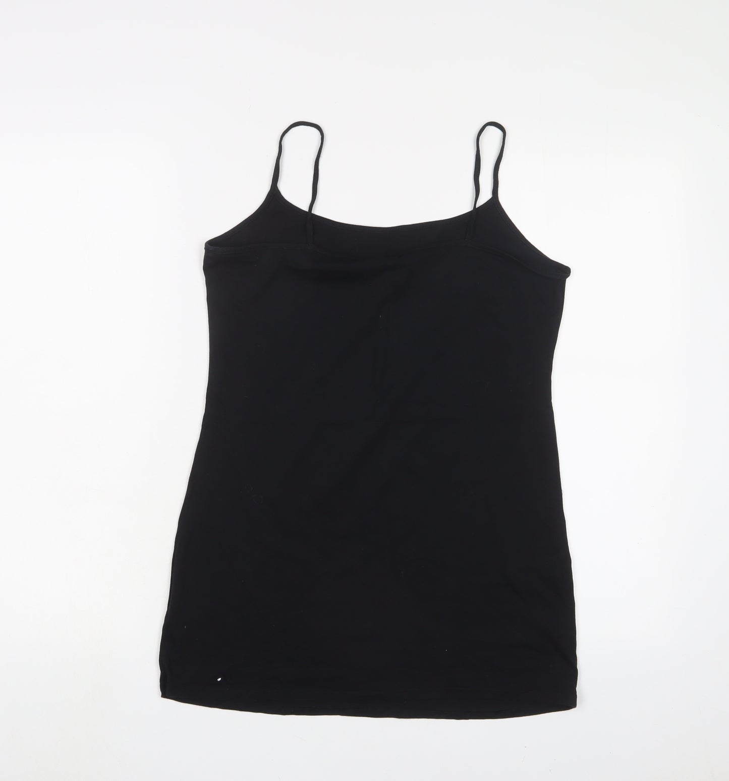 Marks and Spencer Womens Black Cotton Camisole Tank Size 14 Scoop Neck