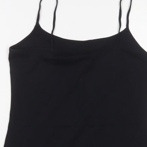 Marks and Spencer Womens Black Cotton Camisole Tank Size 14 Scoop Neck