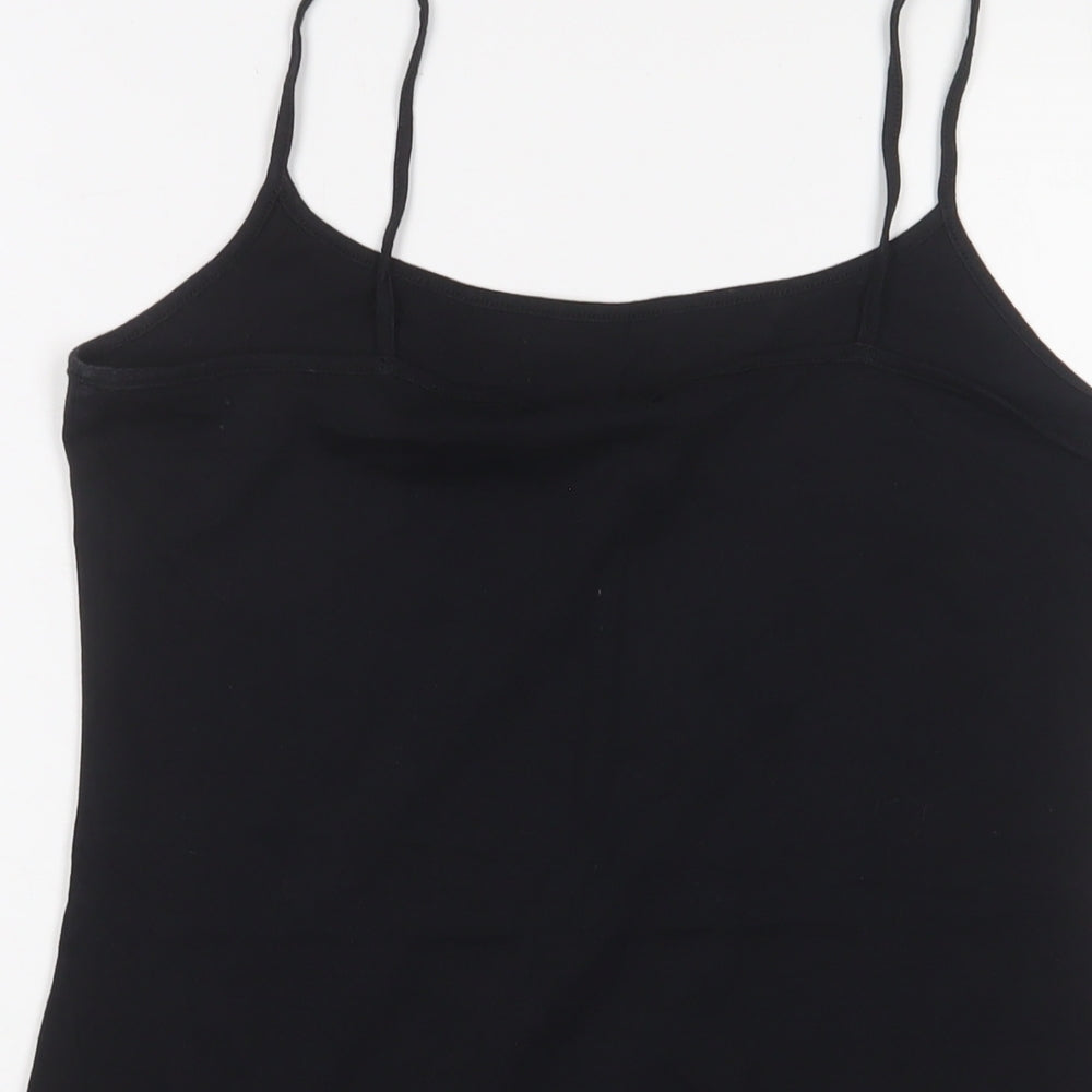 Marks and Spencer Womens Black Cotton Camisole Tank Size 14 Scoop Neck