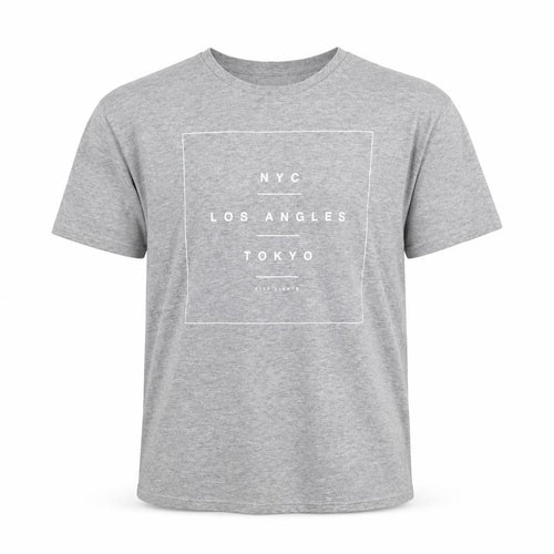 Cotton On Mens Grey Cotton T-Shirt Size S Crew Neck - NYC Los Angeles Tokyo