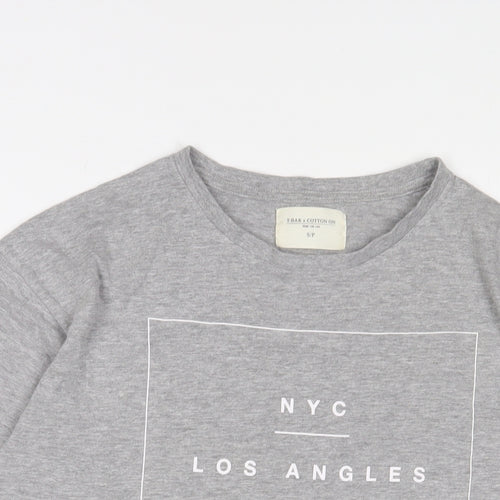 Cotton On Mens Grey Cotton T-Shirt Size S Crew Neck - NYC Los Angeles Tokyo