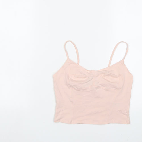 New Look Womens Pink Cotton Camisole Tank Size 12 Scoop Neck