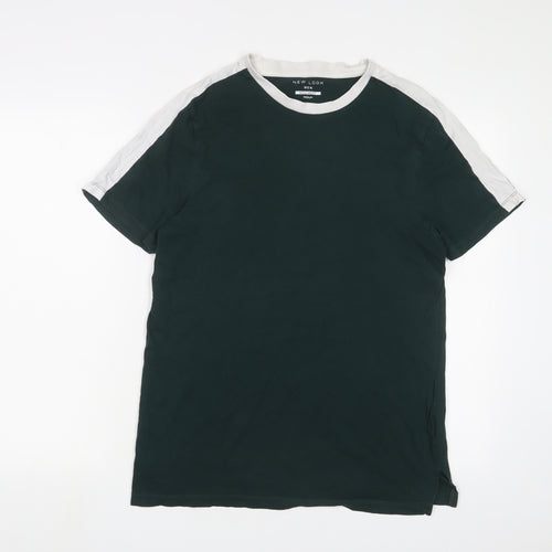 New Look Mens Green Cotton T-Shirt Size M Crew Neck