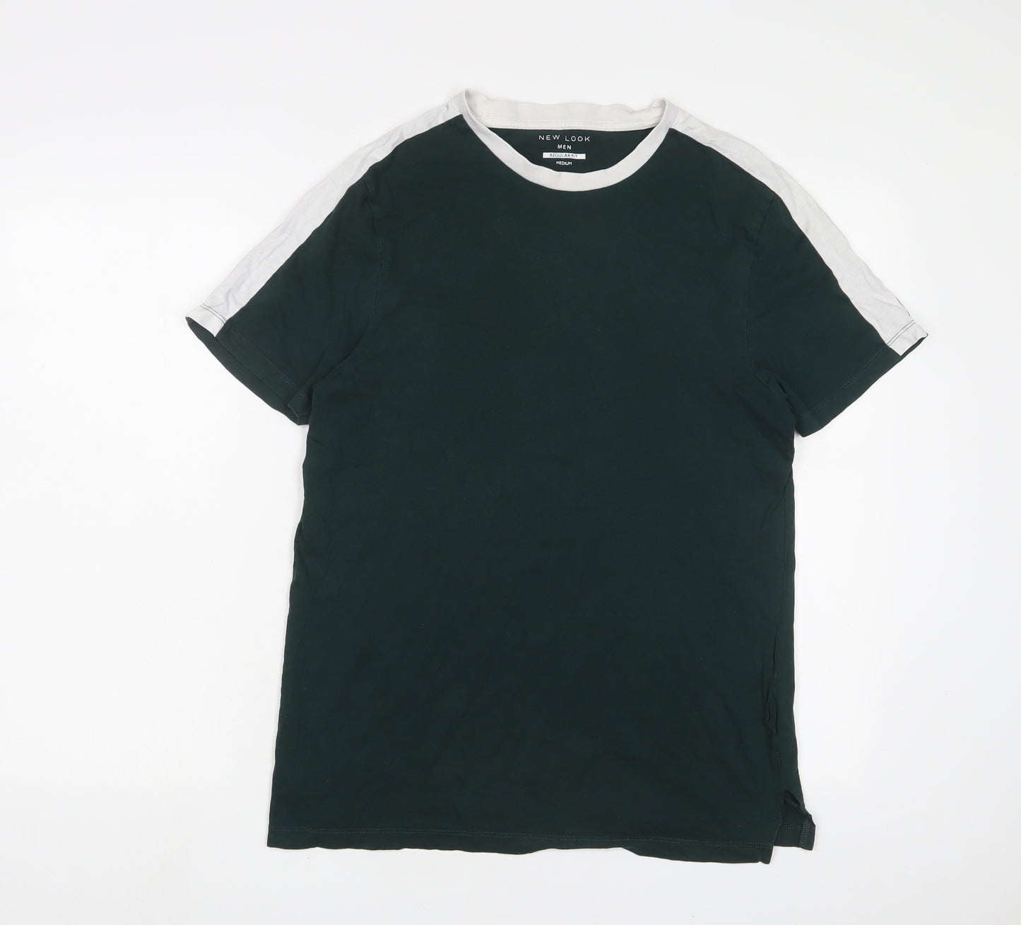 New Look Mens Green Cotton T-Shirt Size M Crew Neck