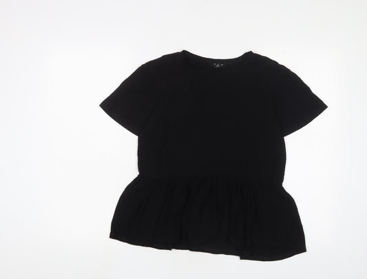 New Look Womens Black Viscose Basic T-Shirt Size 10 Crew Neck