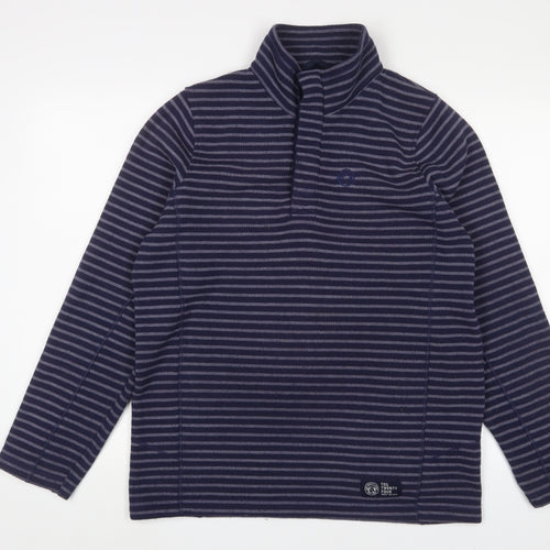 TOG24 Mens Blue Striped Polyester Pullover Sweatshirt Size M - Logo, Embroidered