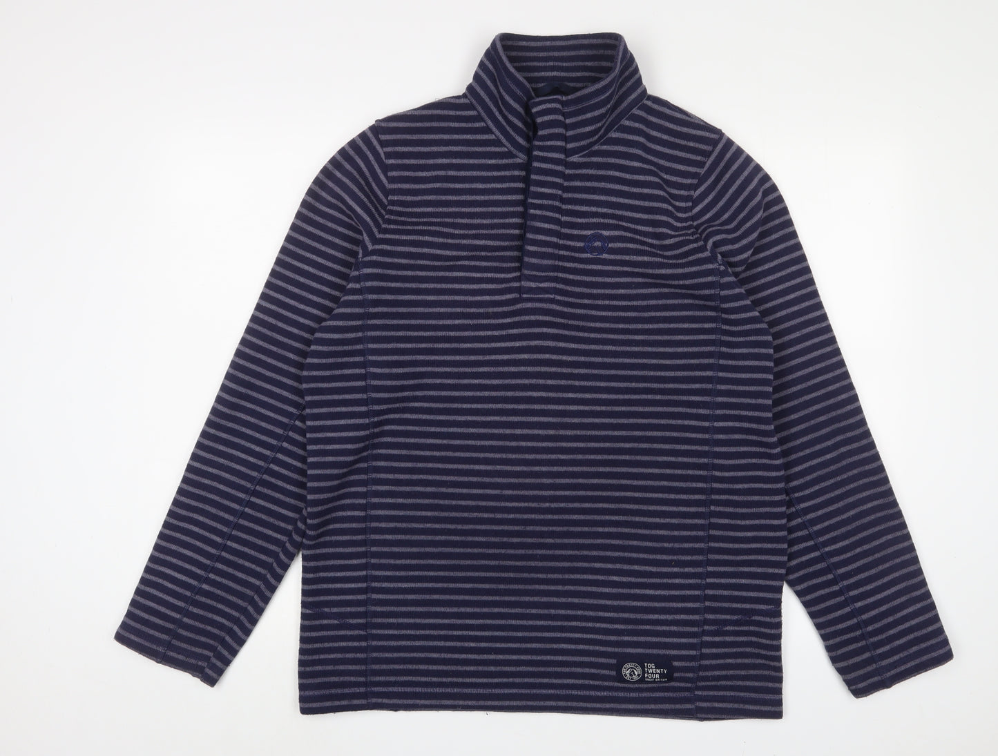 TOG24 Mens Blue Striped Polyester Pullover Sweatshirt Size M - Logo, Embroidered