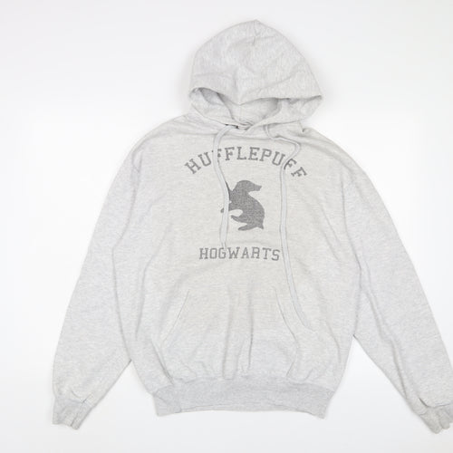 Harry Potter Mens Grey Cotton Pullover Hoodie Size M - Hufflepuff Hogwarts