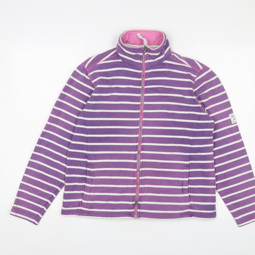 Lazy Jacks Womens Purple Striped Cotton Full Zip Sweatshirt Size S Zip - Logo, Embroidered