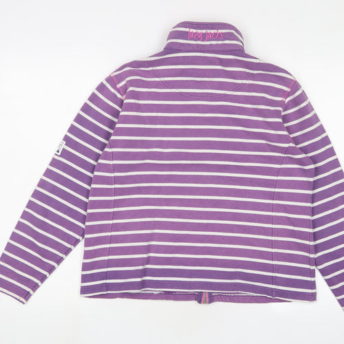 Lazy Jacks Womens Purple Striped Cotton Full Zip Sweatshirt Size S Zip - Logo, Embroidered