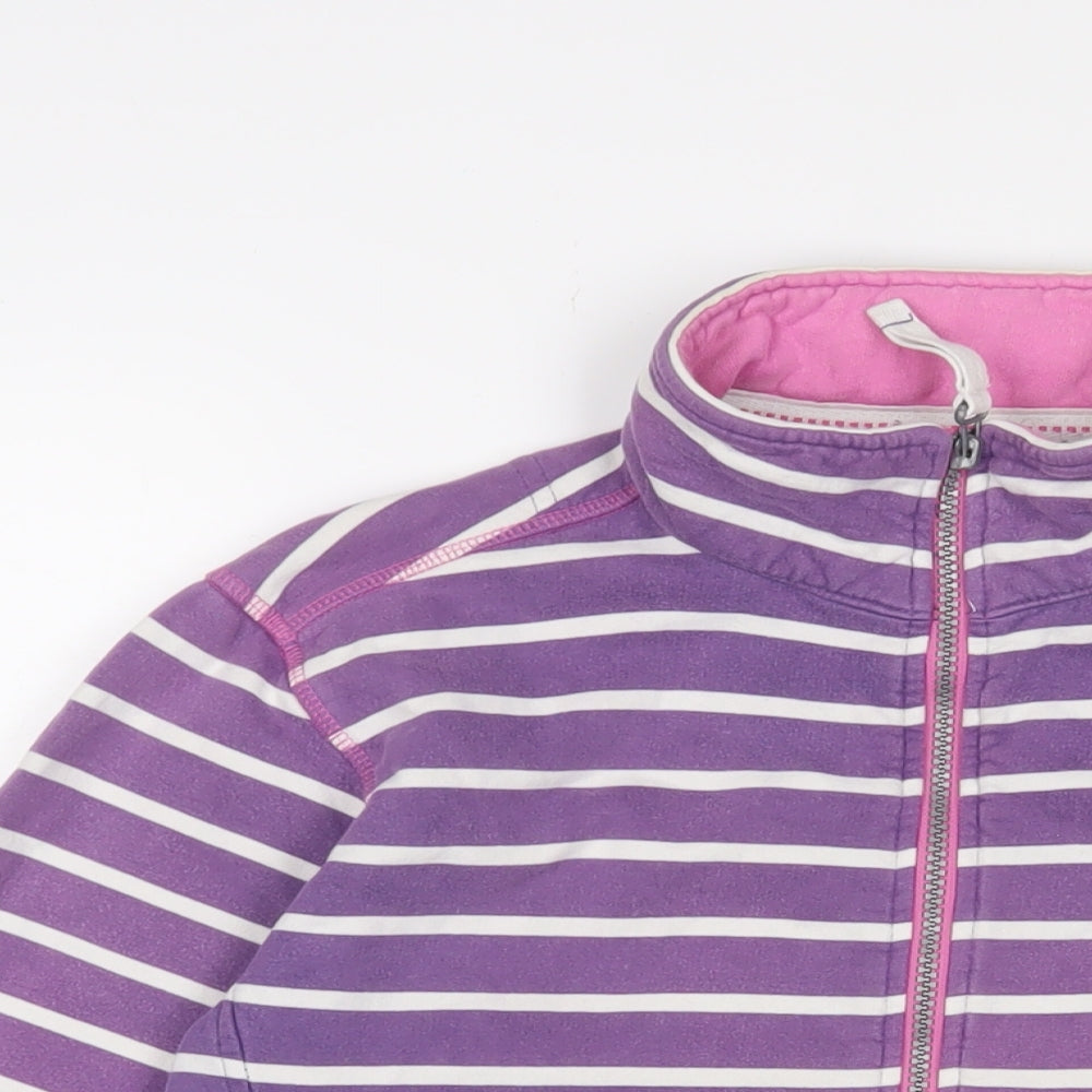 Lazy Jacks Womens Purple Striped Cotton Full Zip Sweatshirt Size S Zip - Logo, Embroidered